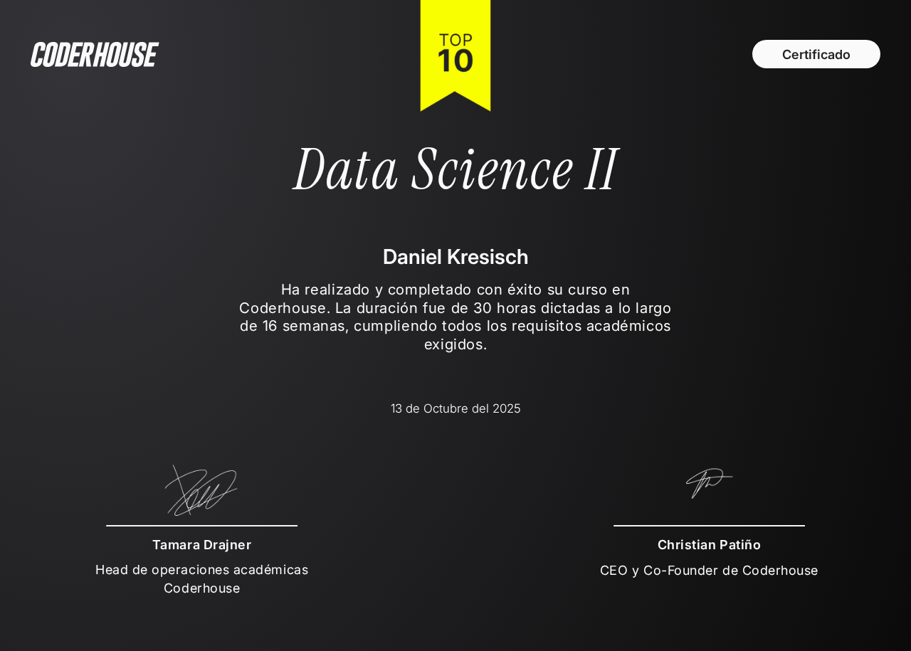 Título Data Science II - Coderhouse
